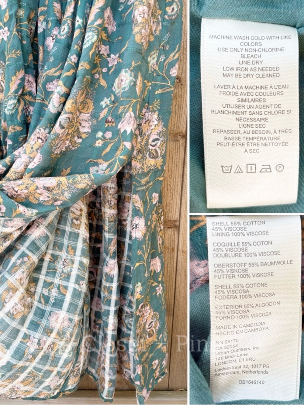 Free People Oasis Floral Midi Dress Jade Green Size Small Boho Western - Picture 12 of 17